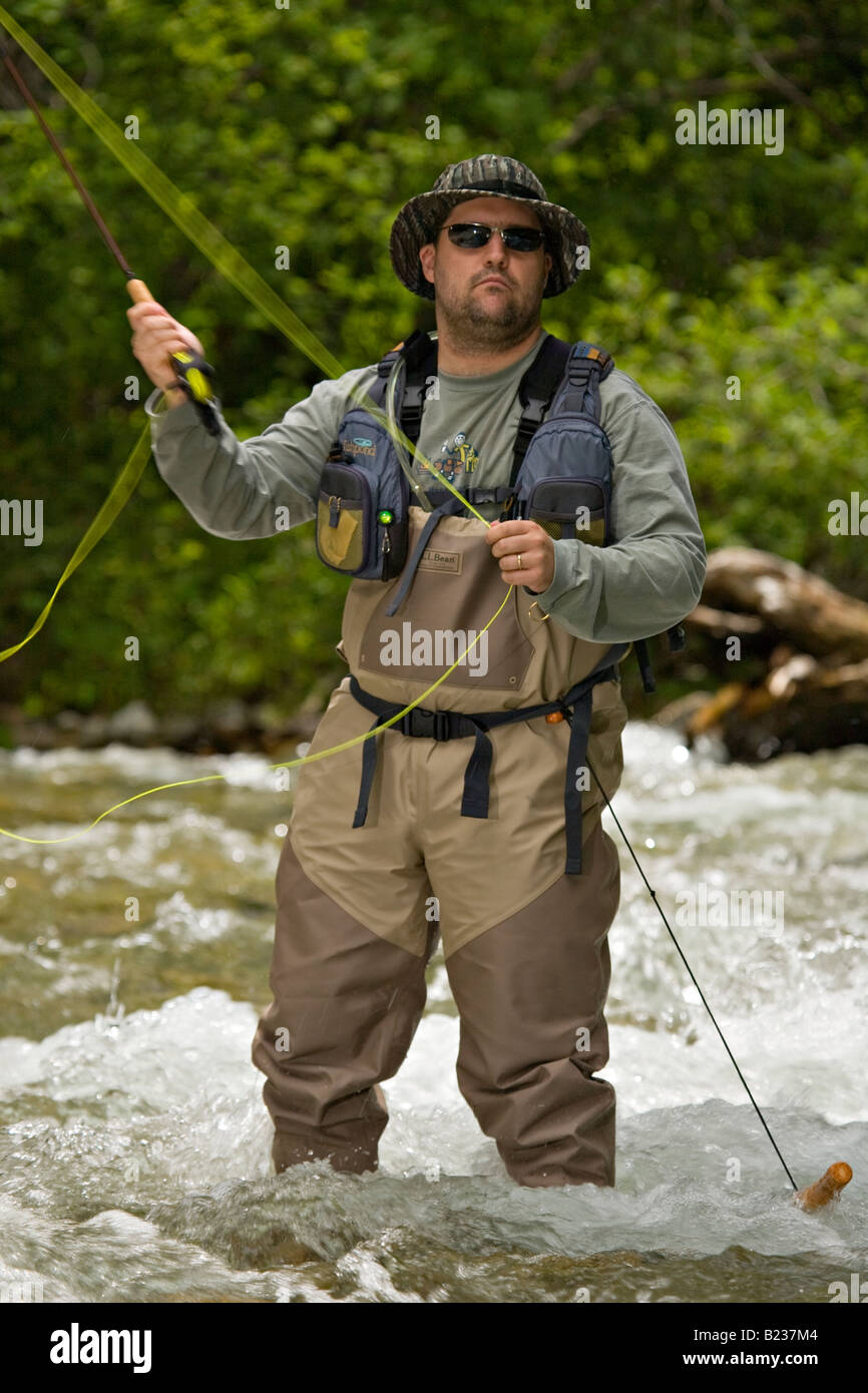 Man fly fishing in the Rio Hondo near Taos New Mexico Stock Photo Alamy