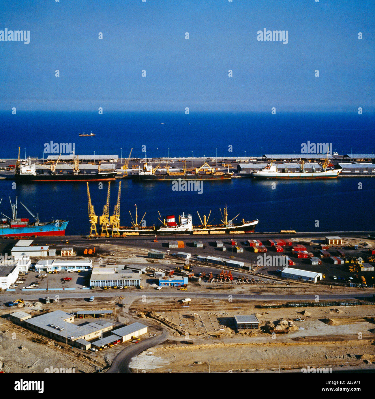 Damman Saudi Arabia Port Cranes & Boats Stock Photo
