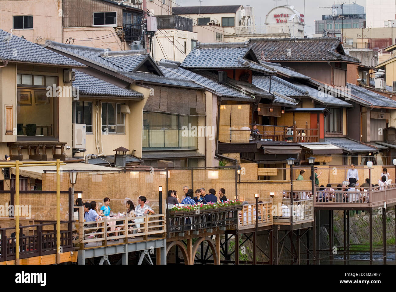 Japan Riverside Dinning Elevated riverside dining decks called