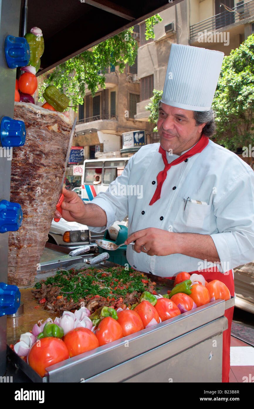 Kebab cook in Kairo Stock Photo