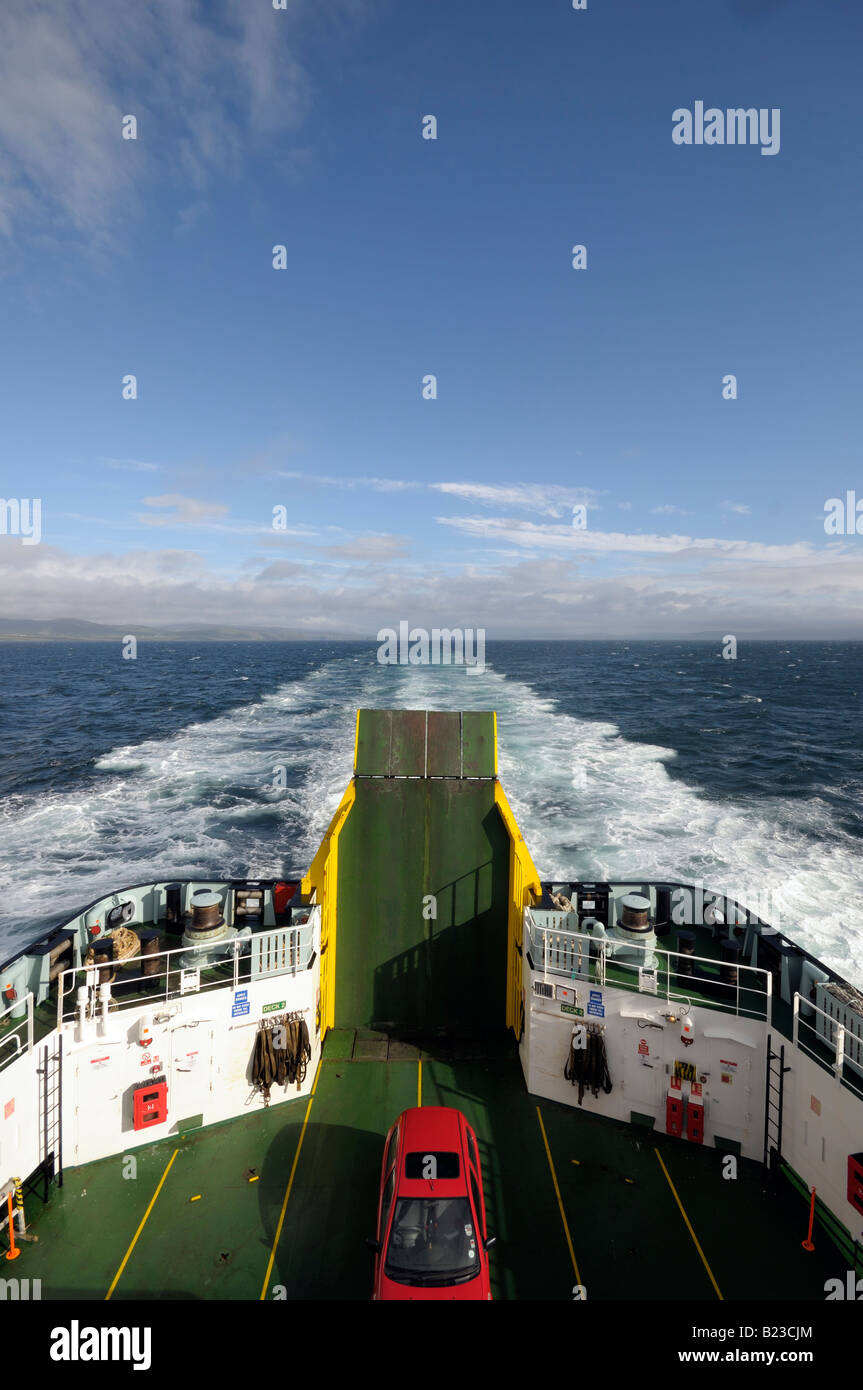 View from the rear or stern of a car ferry at sea Stock Photo