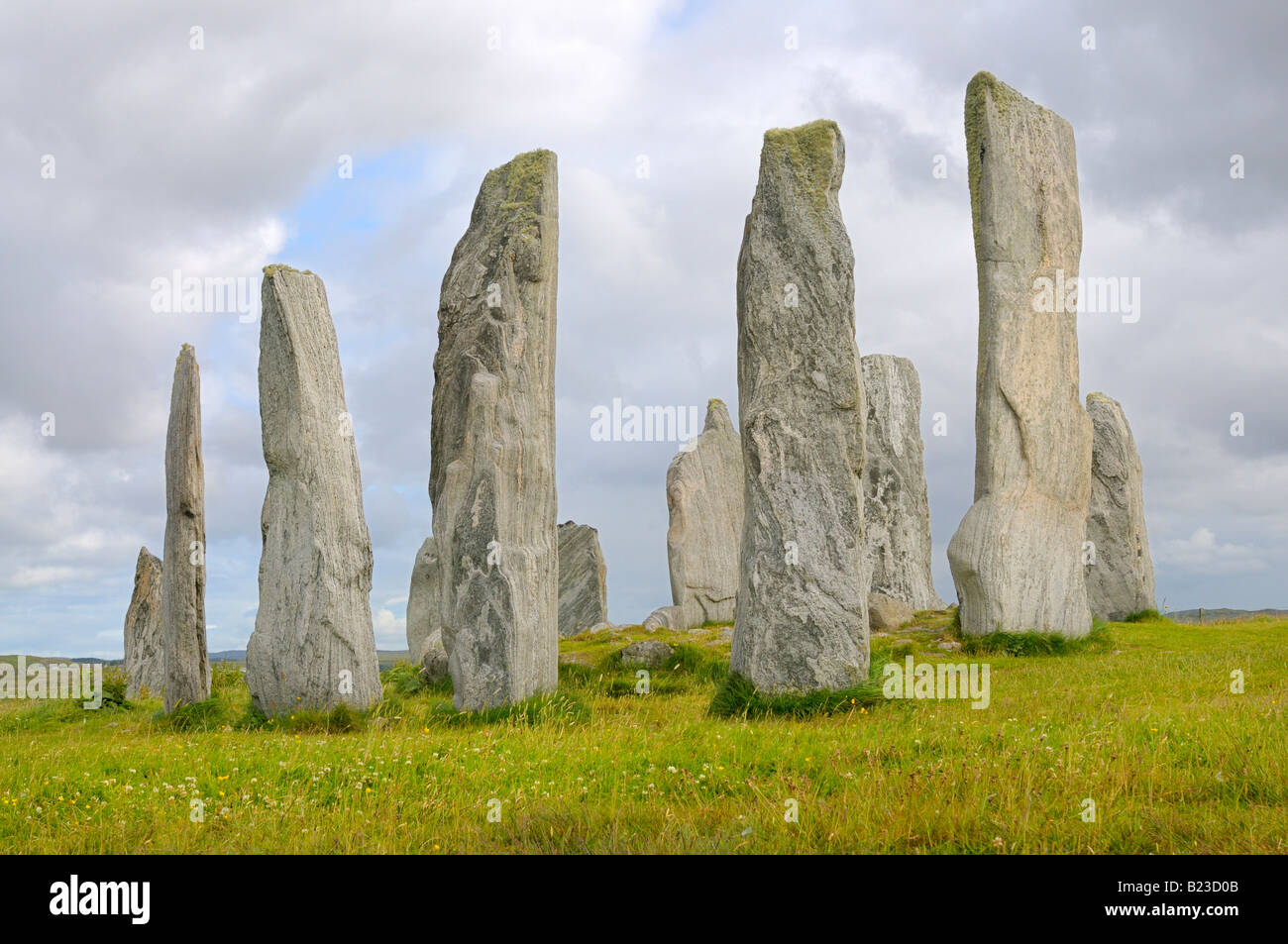 Calanais or Callanish Stone Circle on the Isle of Lewis Stock Photo