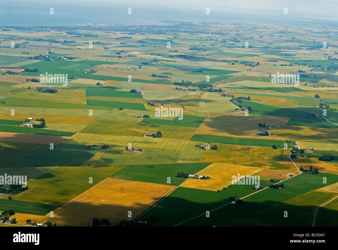 Air view of farming fields, southern Sweden Stock Photo Alamy