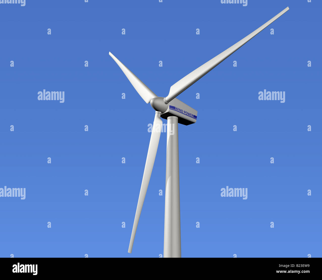Illustration of a wind turbine with a clear blue sky in the background ...