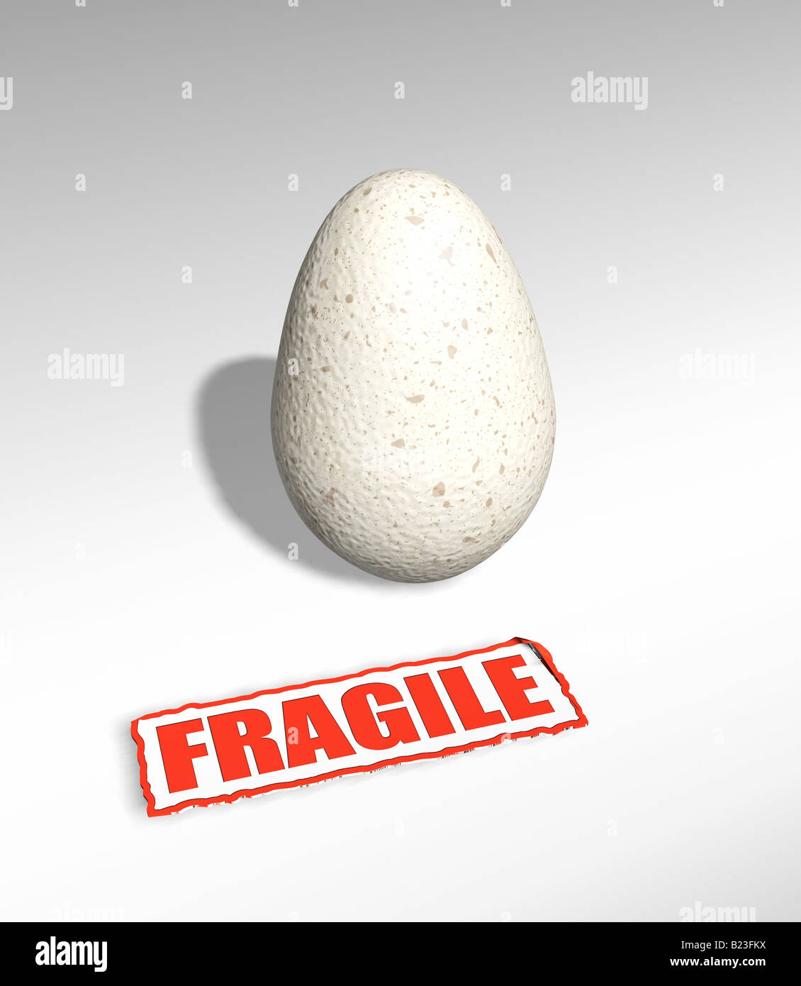 3D render of an egg with fragile sticker Stock Photo