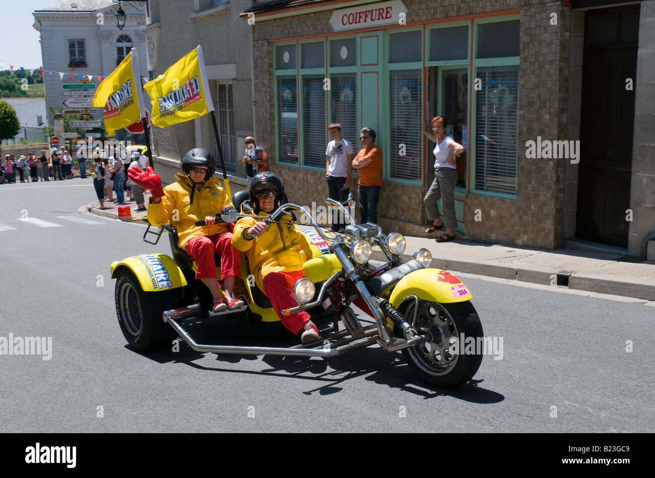 2008 Tour de France caravan - chopper trike sponsored by 'Le Faillitaire', France. Stock Photo