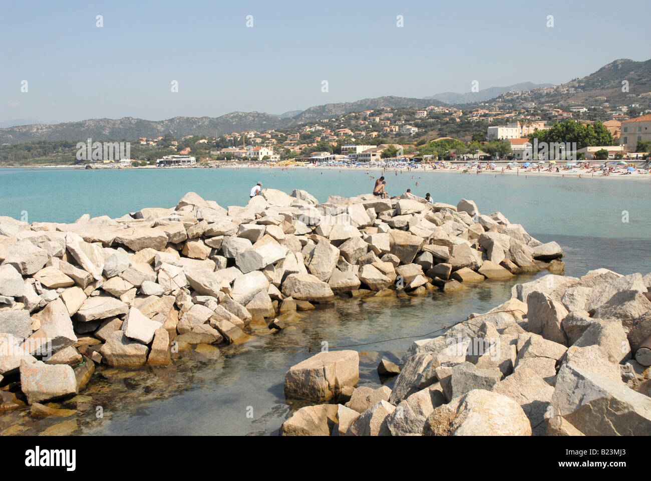 A busy beach at Ile-Rousse in northern Corsica Stock Photo - Alamy