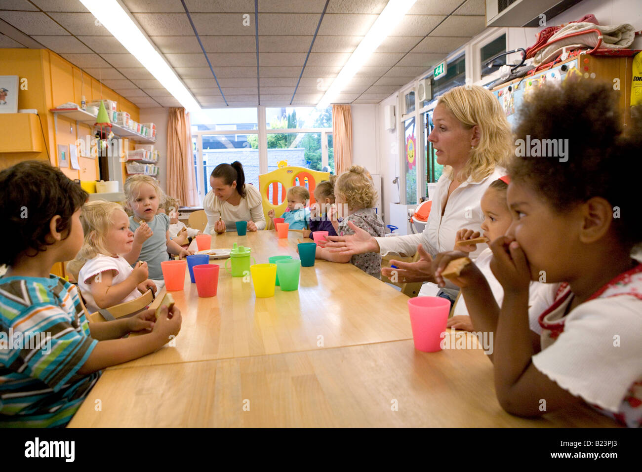 Break at a daycare center Stock Photo Alamy