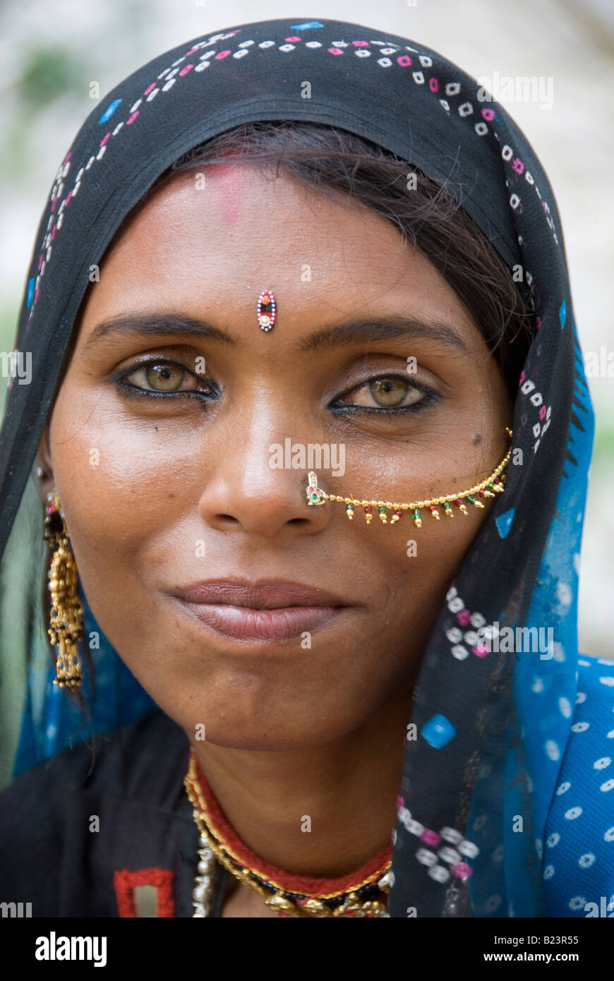 Portrait of a beautiful, traditionally dressed Indian woman from the ...