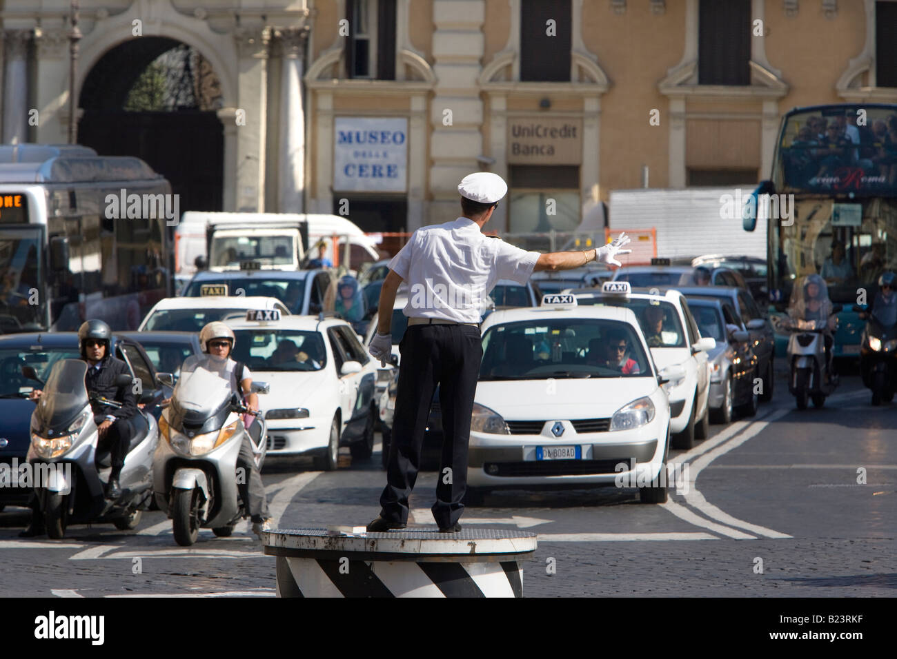 Traffic Policeman Directing Traffic In Rome Italy Stock Photo Alamy