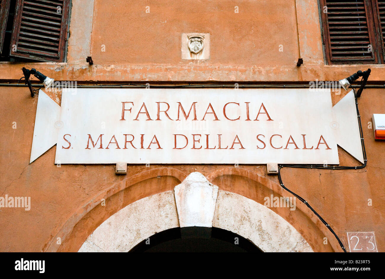Old Pharmacy sign Trastevere area of Rome Italy Stock Photo