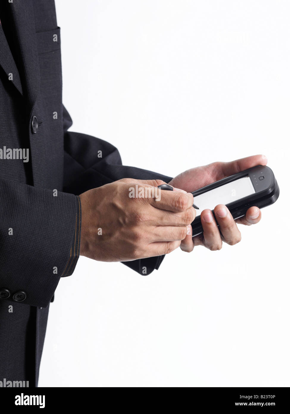 Businessman using PDA, closeup of hands Stock Photo Alamy