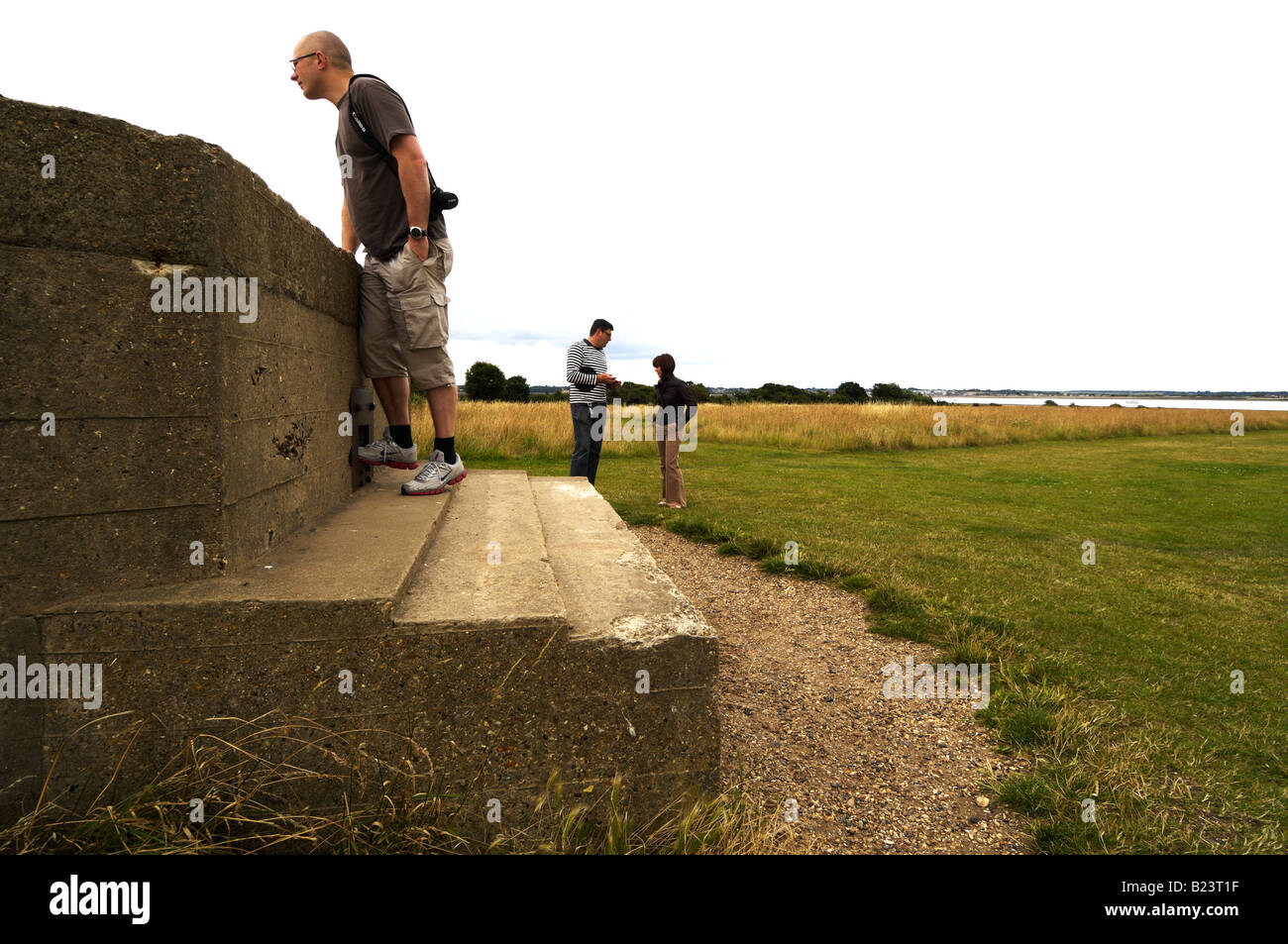 Looking At The Pillbox, East Mersea, Essex Stock Photo