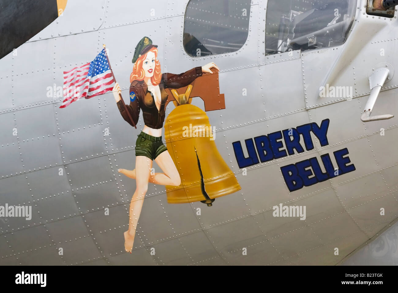 Boeing B17G Flying Fortresss nose art Liberty Belle Stock Photo