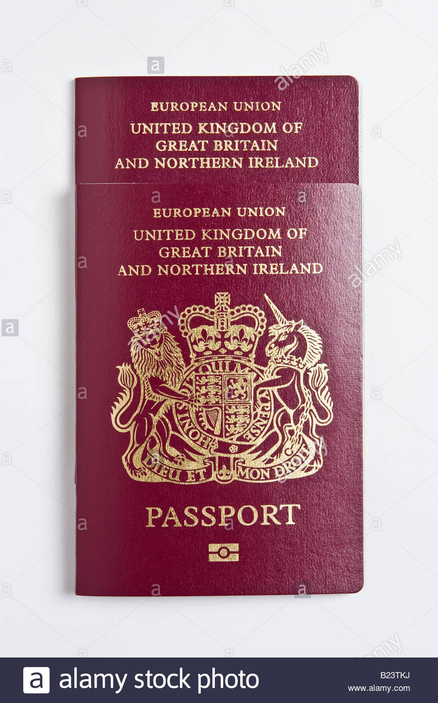 Burgundy British passports, UK Stock Photo Alamy