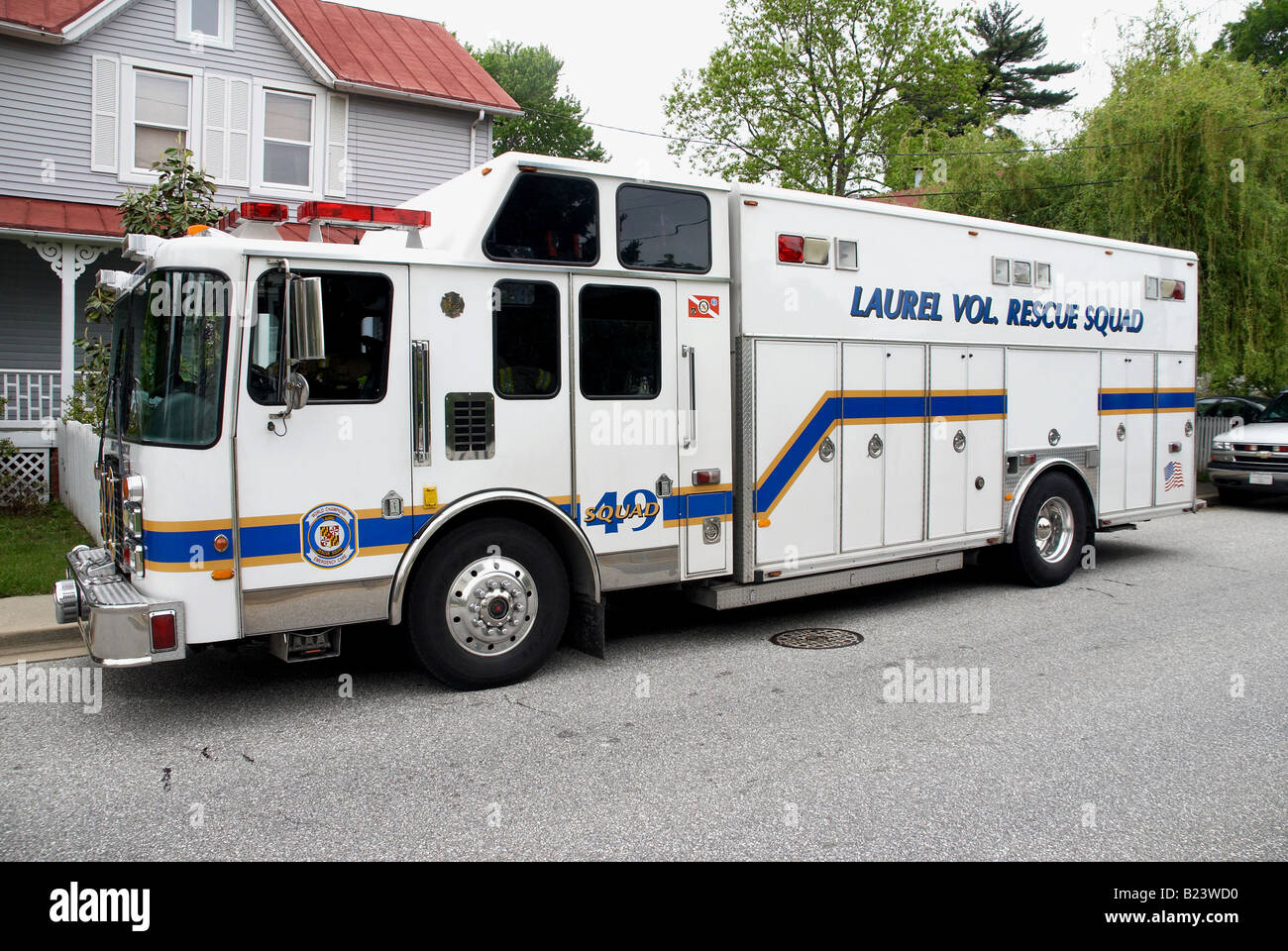 A heavy duty rescue squad truck from the Laurel Volunteer Rescue Squad