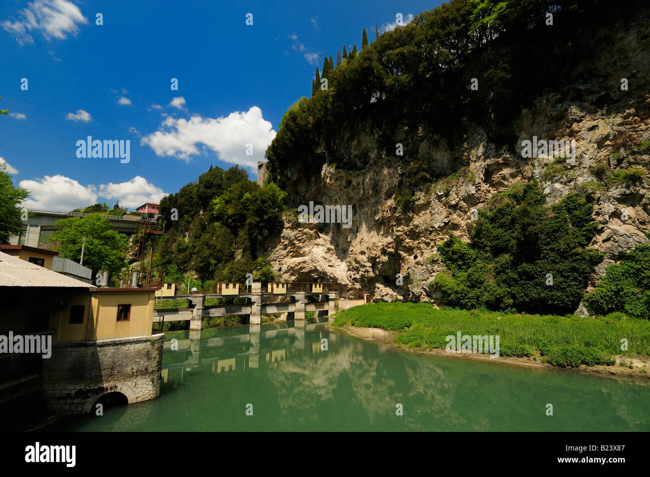 Vicovaro Dam, Aniene River Valley, Lazio, Italy Stock Photo
