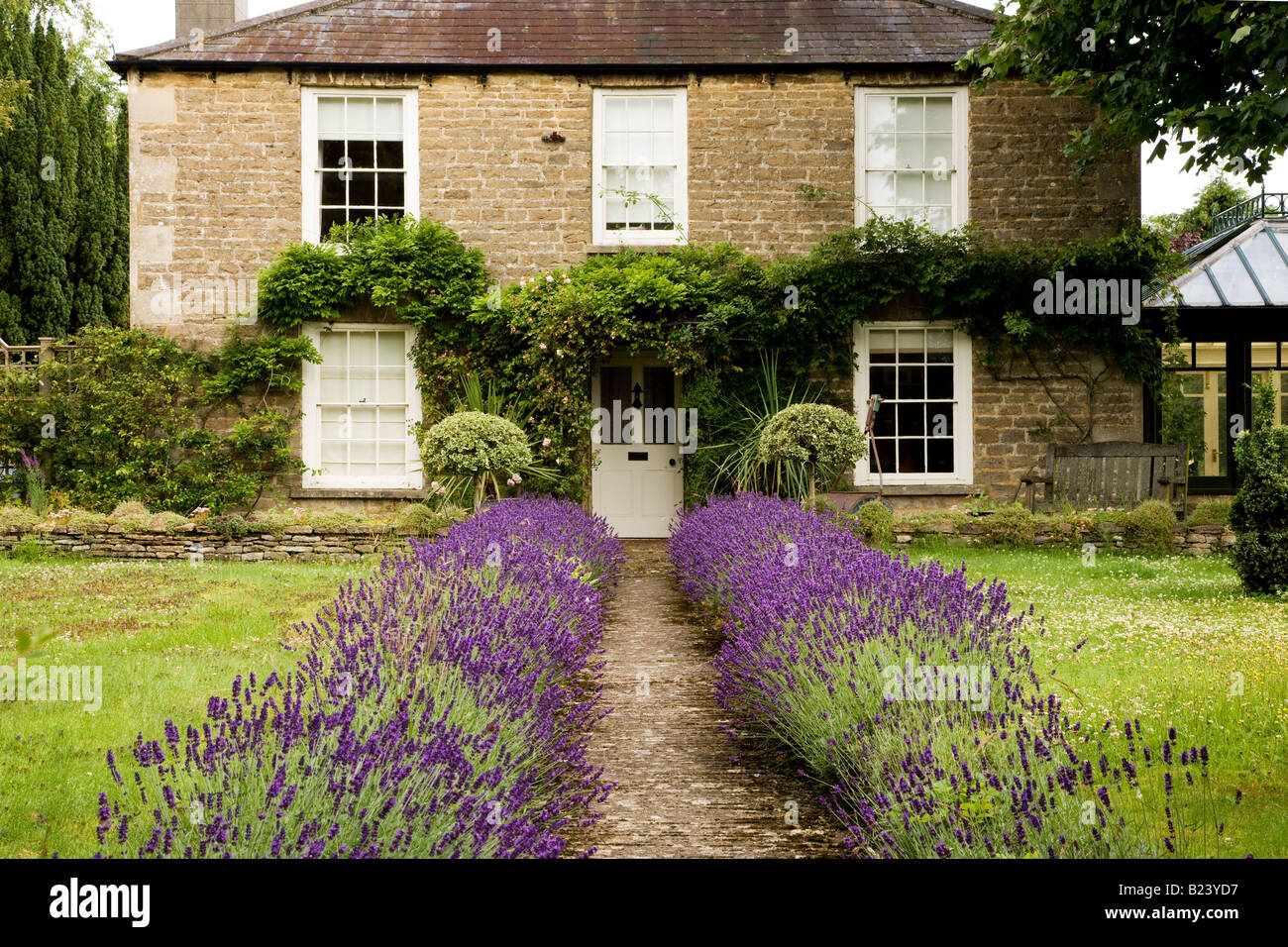 A house in the Cotswold village of Ashton Keynes, Wiltshire, England