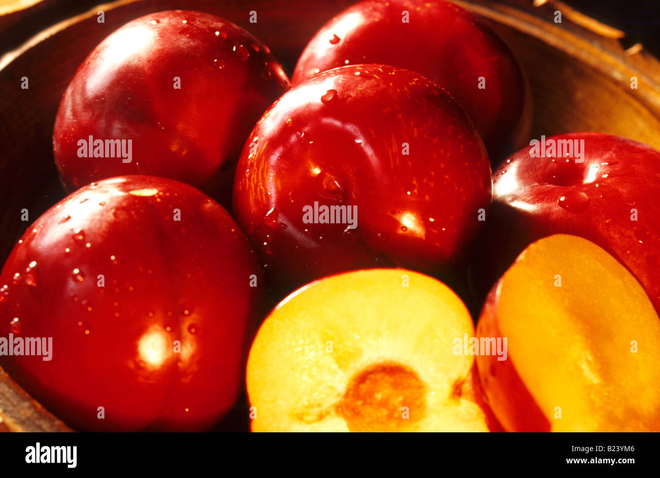 Red plums Still life Stock Photo