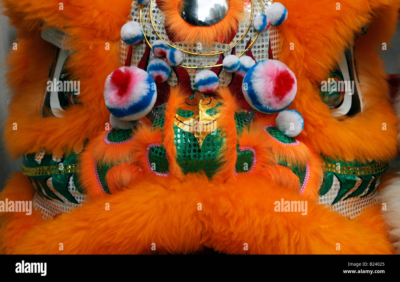 close up of a chinese dragon head costume during a celebration birmingham west midlands uk Stock Photo
