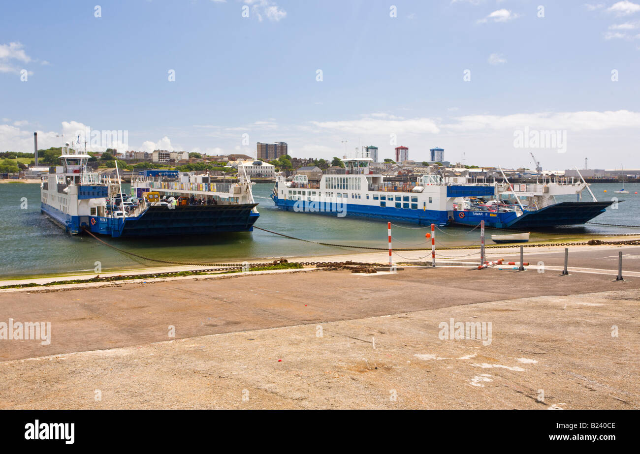 The two car ferries at Torpoint Cornwall England UK Stock Photo