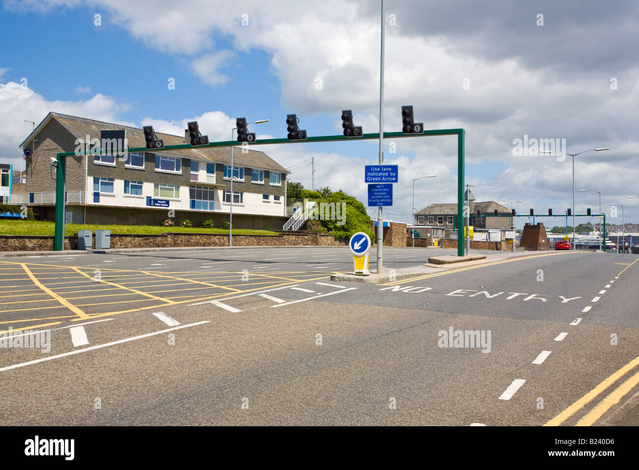 Light and queing area for the Ferry at Torpoint Cornwall UK Stock Photo