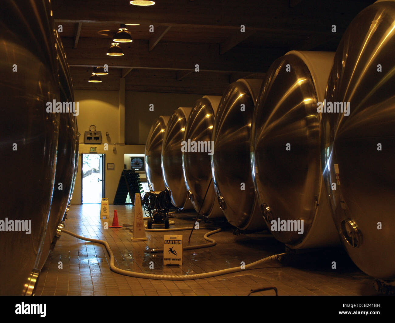 Fermentation tanks at a winery in Napa Valley, California Stock Photo