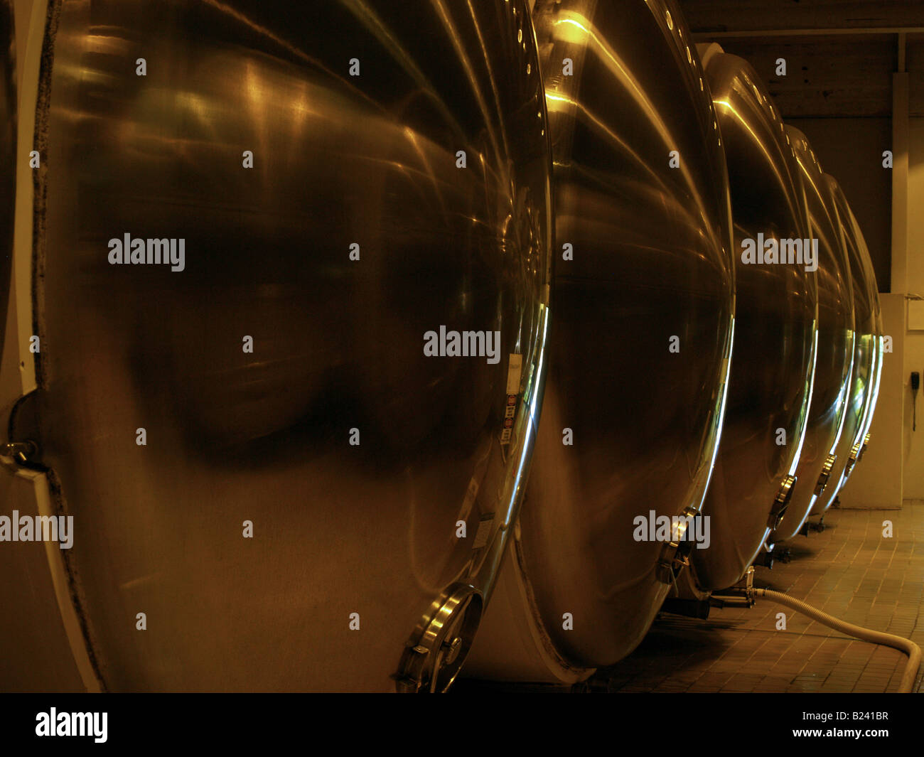 Fermentation tanks at a winery in Napa Valley, California Stock Photo
