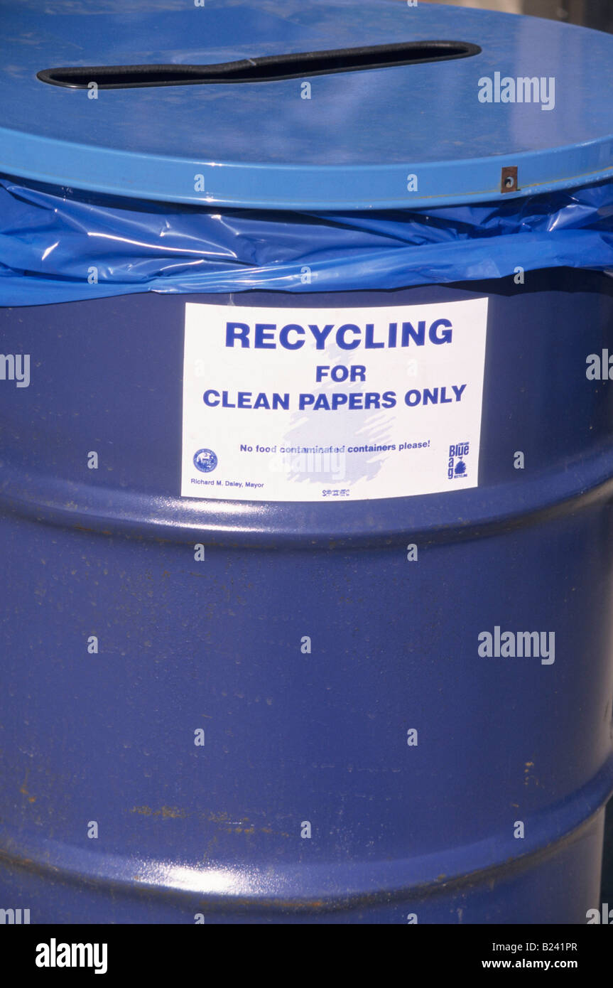 Blue metal drum, storage or recycling container. Stock Photo