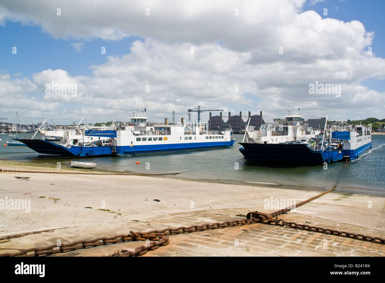 The two car ferries at Torpoint Cornwall England UK Stock Photo