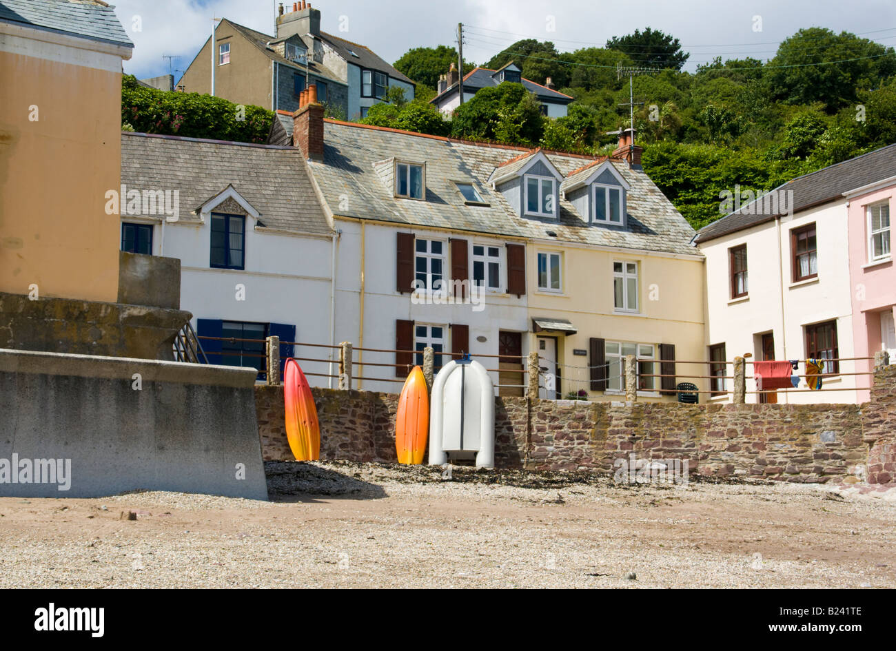Houses at Kingsand Cornwall UK seen from the beach Stock Photo Alamy