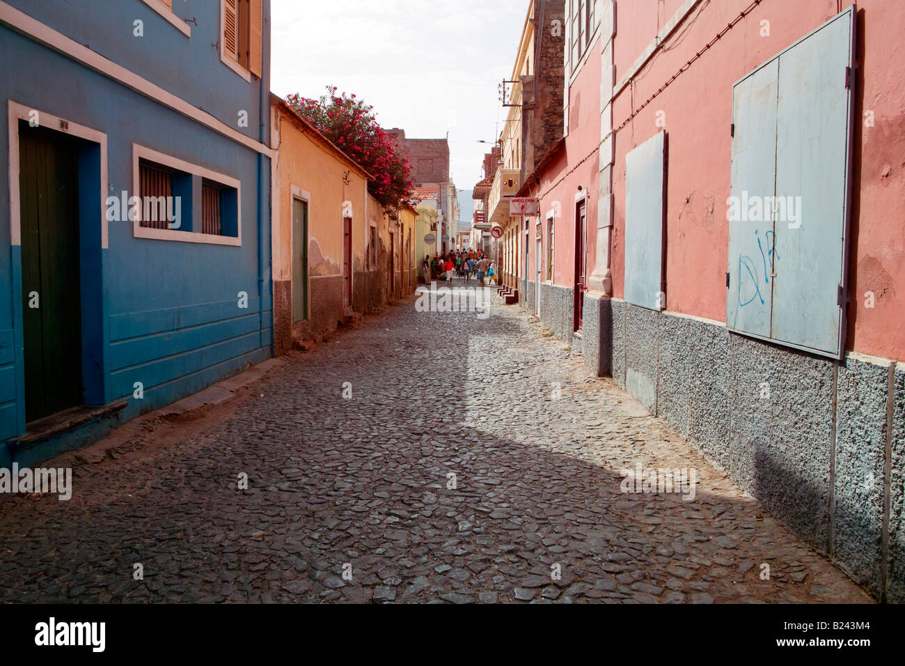 The Streets of Mindelo on Sao Vicente Cape Verde Stock Photo