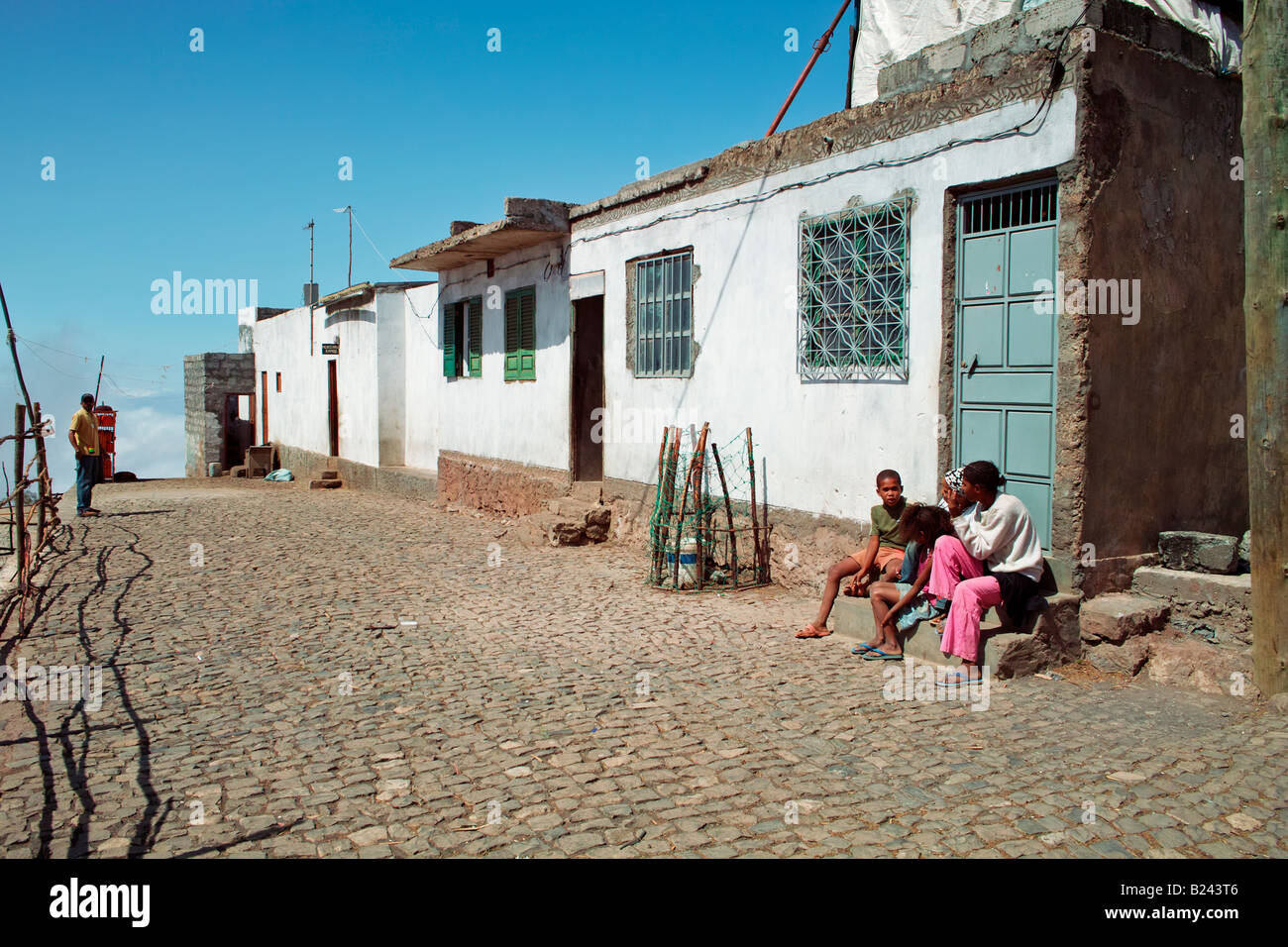 Village between cova and Ribeira Grande on Santo Antao Cape Verde Stock Photo