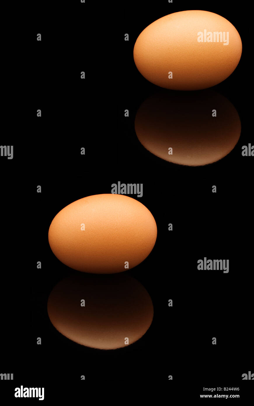 Eggs still life on black background with reflection Stock Photo - Alamy