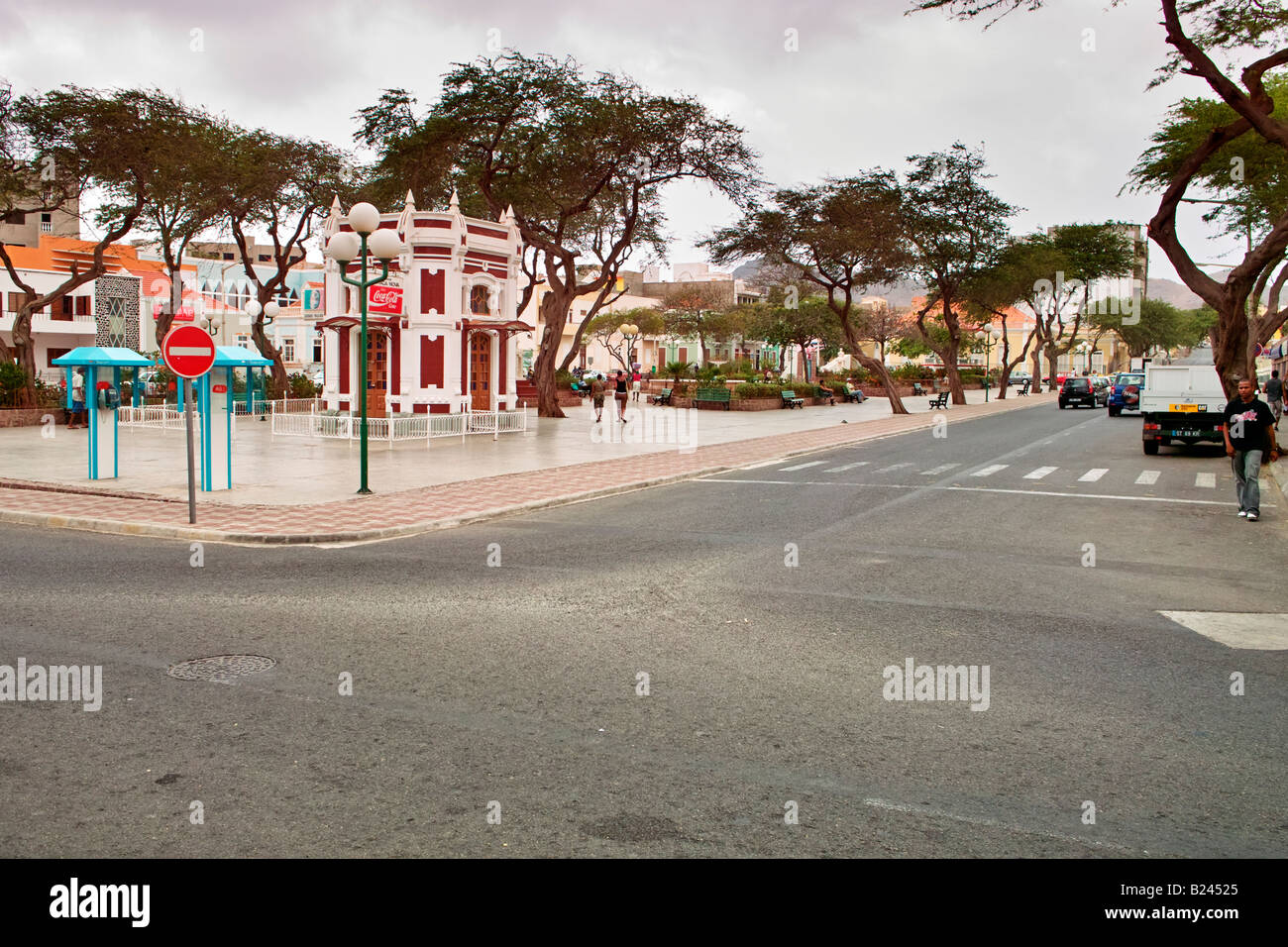 The main square in Mindelo on Sao Vicente in the Cape Verde Islands Stock Photo