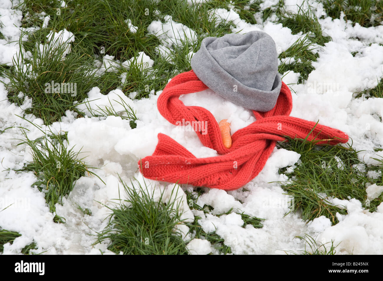 Melting snowman Stock Photo