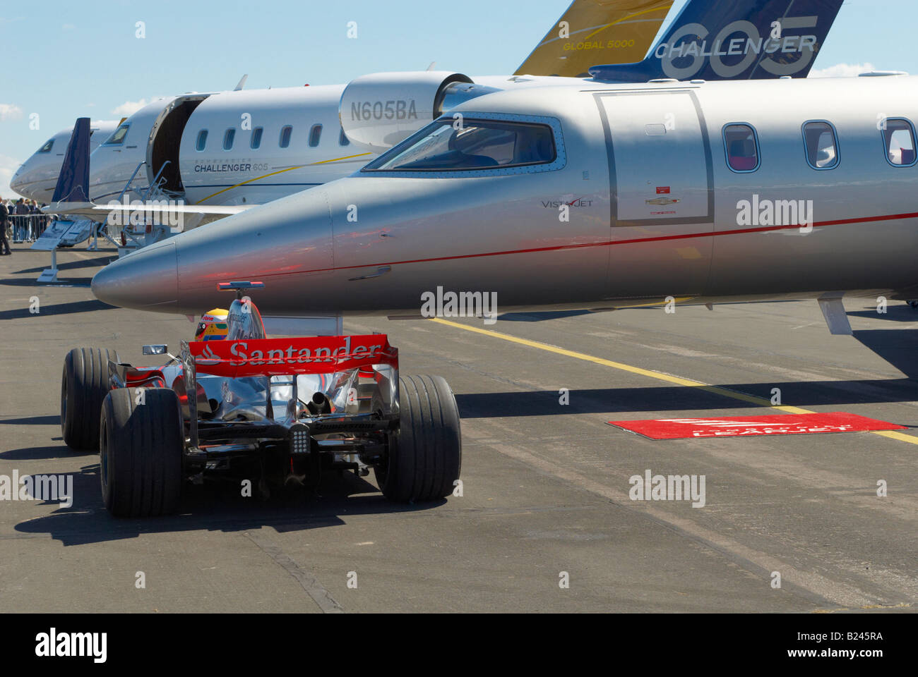 Lewis Hamilton Bombardier Learjet McLaren F1 car Farnborough Air Show