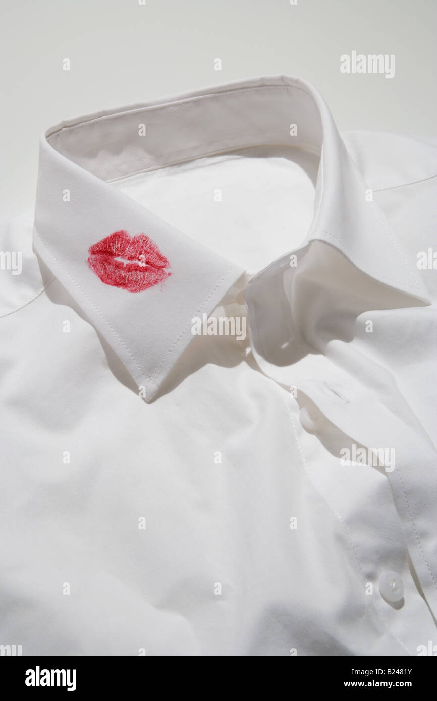 Lipstick kiss on a collar Stock Photo Alamy