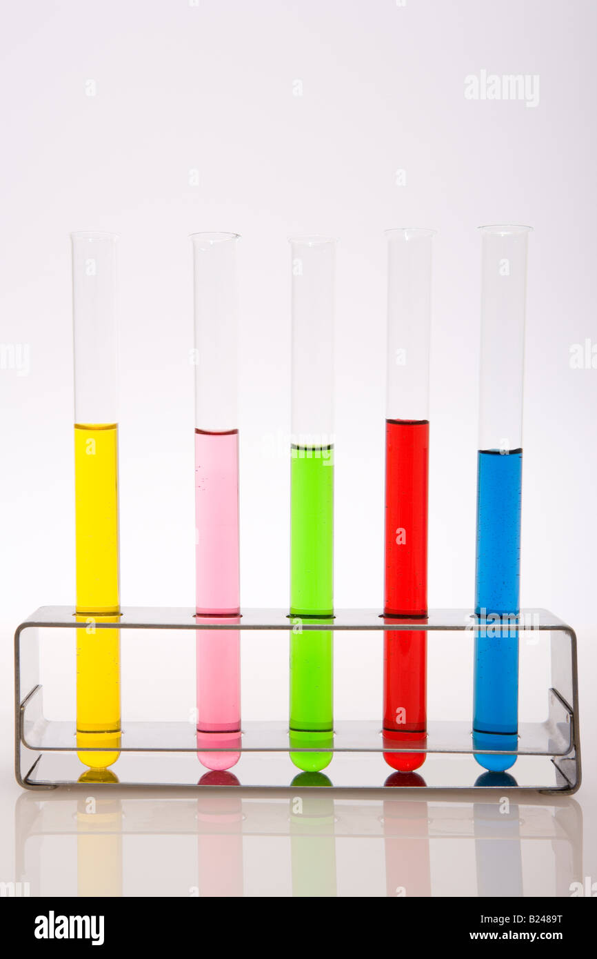 Colorful test tubes in a row Stock Photo - Alamy