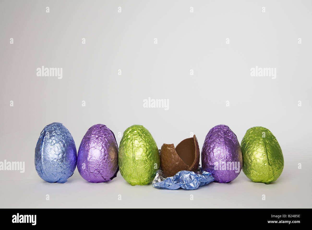 Easter eggs in a row Stock Photo