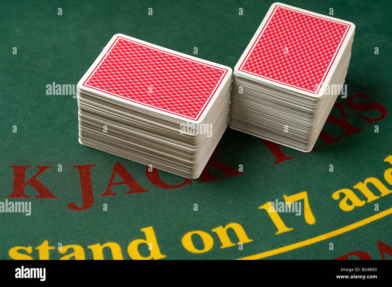 Stacked playing cards in a casino Stock Photo Alamy