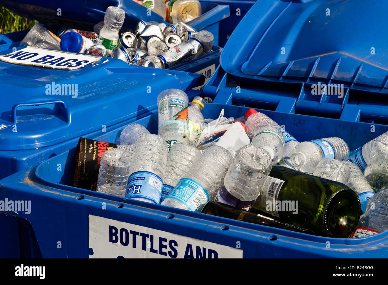Glass and plasctic recycling bin Stock Photo - Alamy