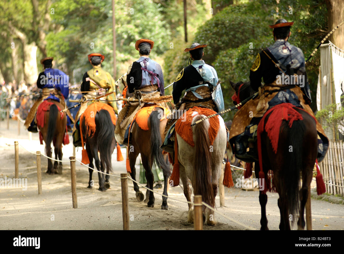 Horesback Archers returning after a round at the Yabusame Archery festival in Kamakura, Japan