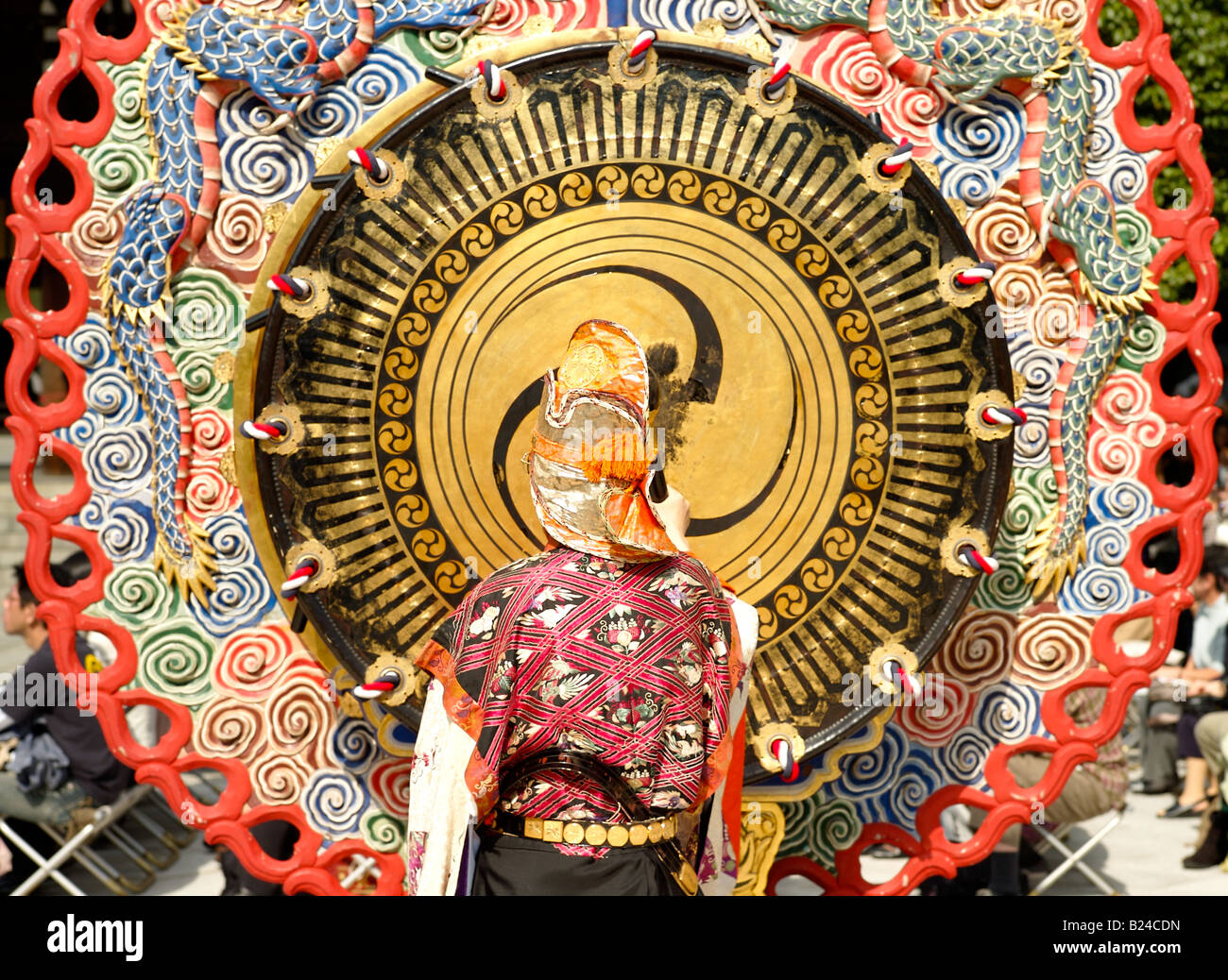 Taiko Drummer wearing traditional period costume Tokyo, Japan Stock