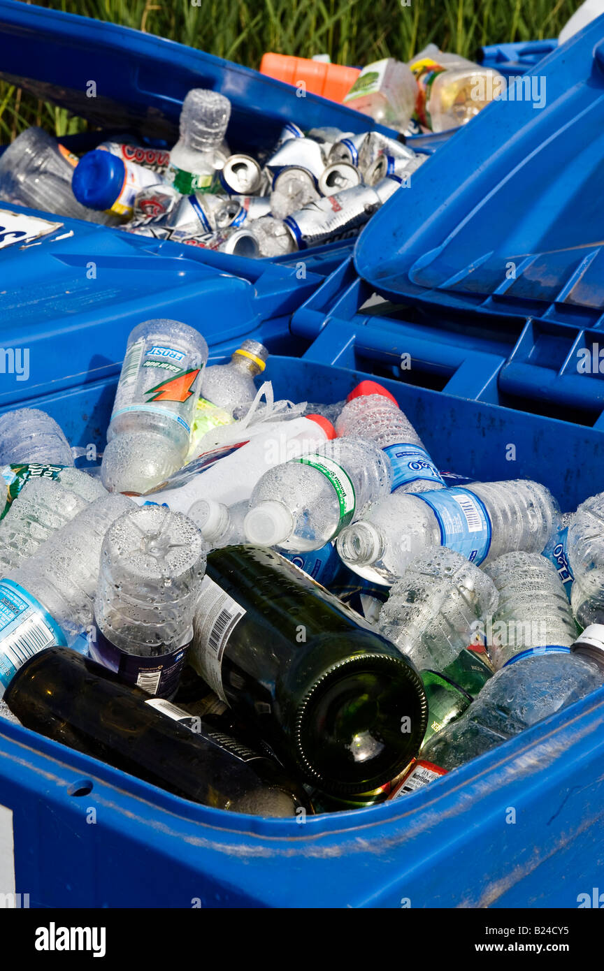 Glass and plastic recycling bin Stock Photo - Alamy
