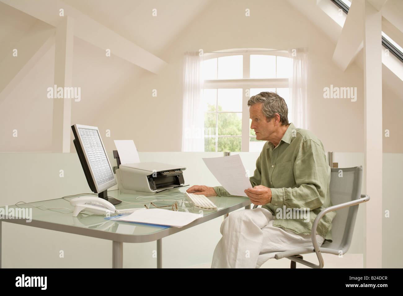 Man using computer Stock Photo - Alamy
