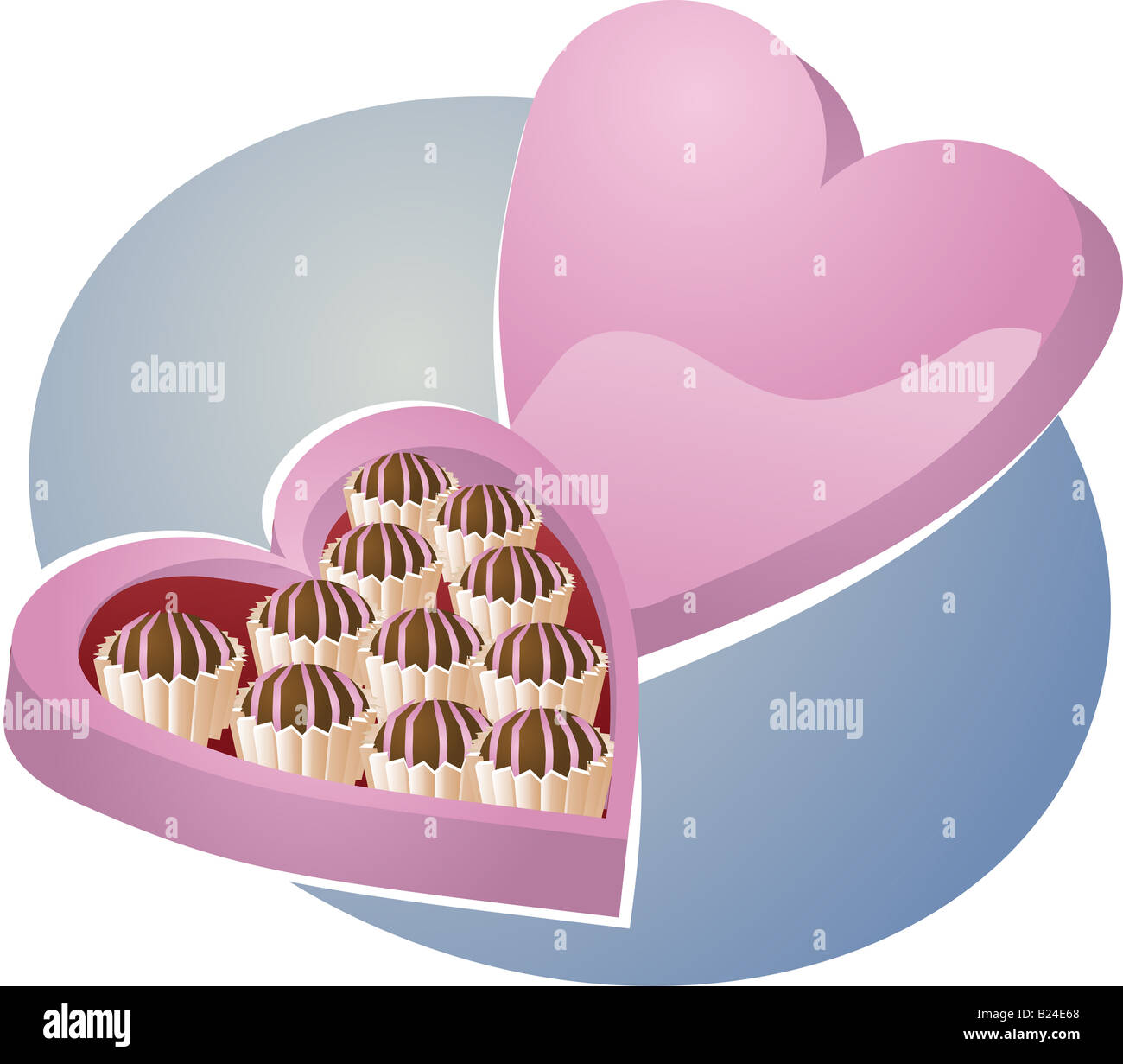 Heart shaped box of chocolates Vector isometric illustration Stock
