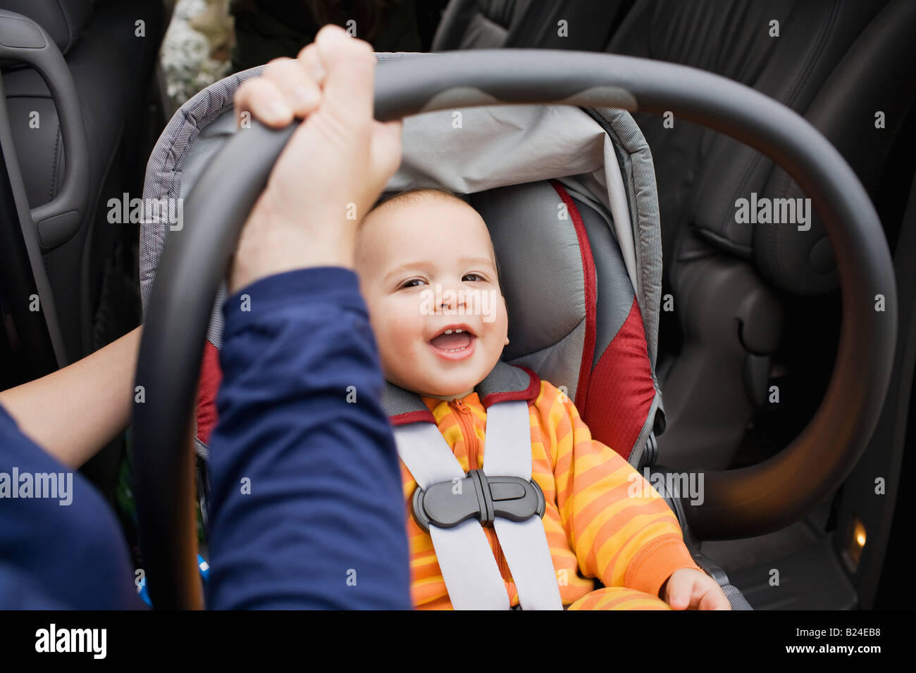 Baby in car seat Stock Photo Alamy
