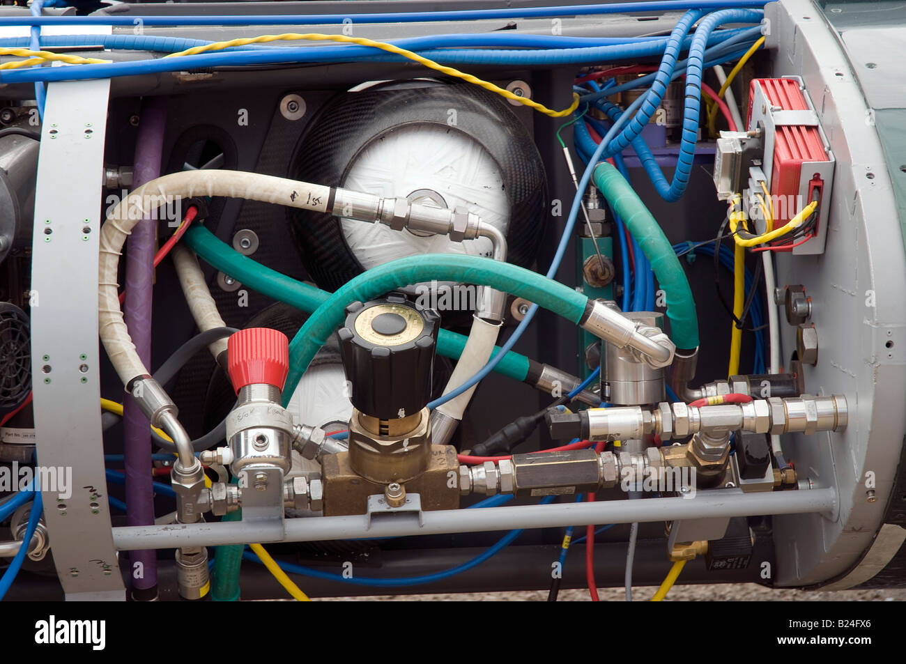 close view of the LPG fuel system on Inspiration the British speed