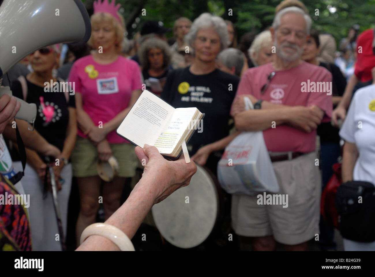 Volunteers read aloud passages from the United States Constitution the Bill of Rights and the Declaration of Independence Stock Photo